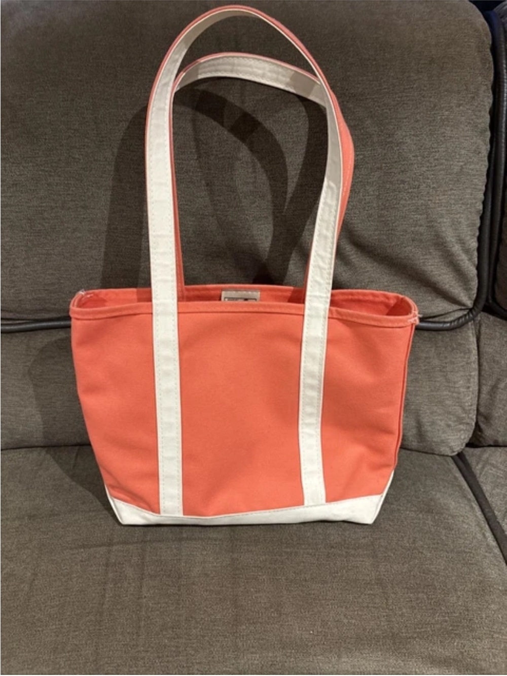 L.L.Bean Boat & Tote Open Large Coral 17”. USA Made RARE COLOR BLOCK